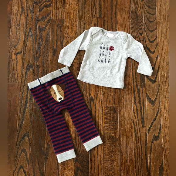 Mud Pie Other - Mud Pie Infant Boys 0-3M 2-Piece “Dog Gone Cute” Long-Sleeves/Pants Outfit Set